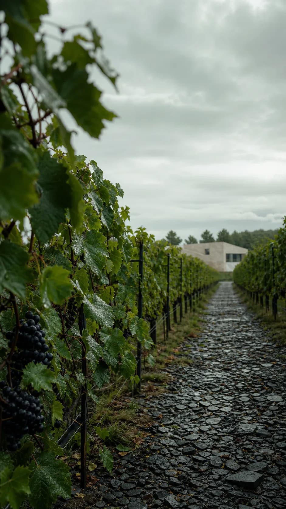 Mineral vineyard path after rain
